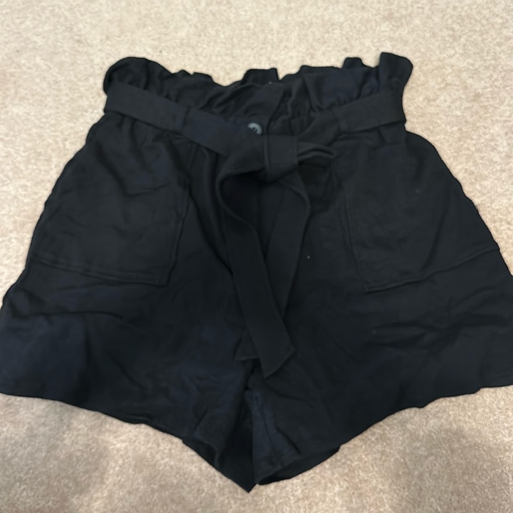 Black Richer Poorer Tie Front Shorts
